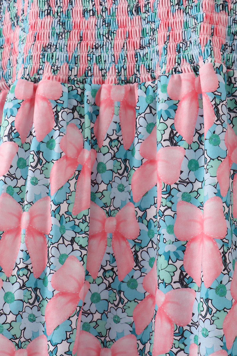 Pink floral smocked tiered dress - Image 3