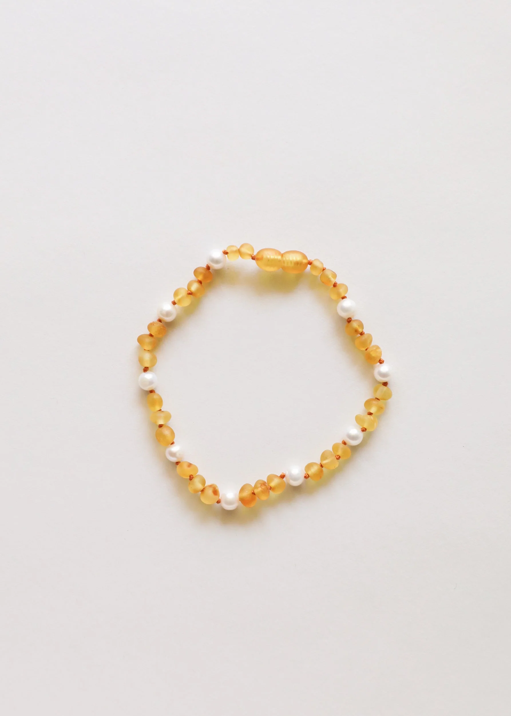 Raw Honey Baltic Amber + Pearl Halo || Anklet or Bracelet - Image 3