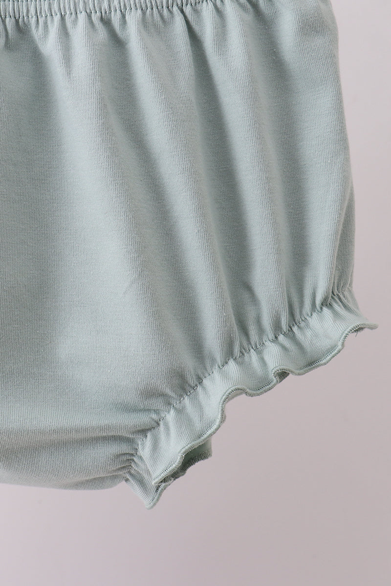 Sage strawberry embroidery ruffle bloomer set - Image 4