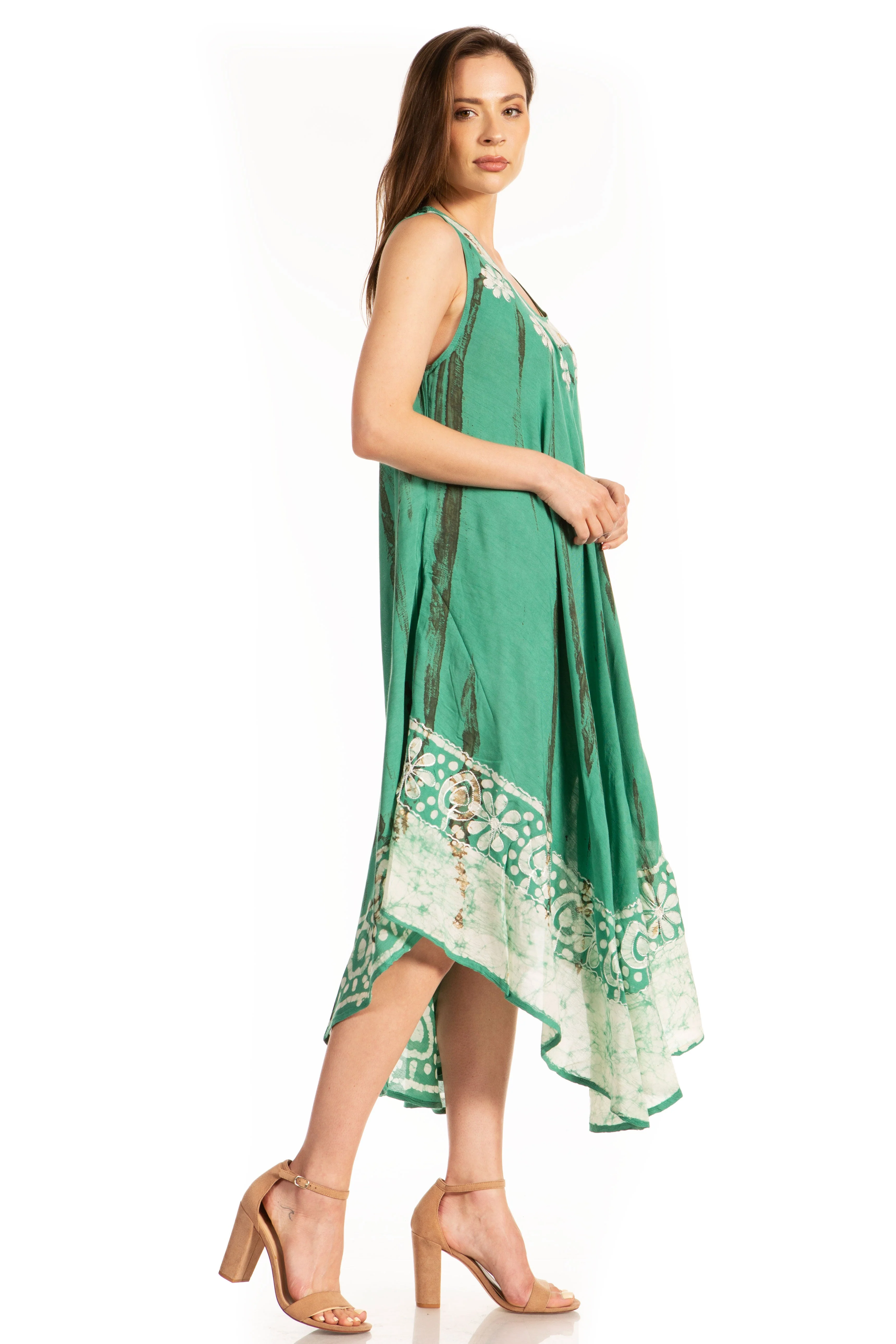Sakkas Alexis Embroidered Long Sleeveless Floral Caftan Dress / Cover Up - Image 38
