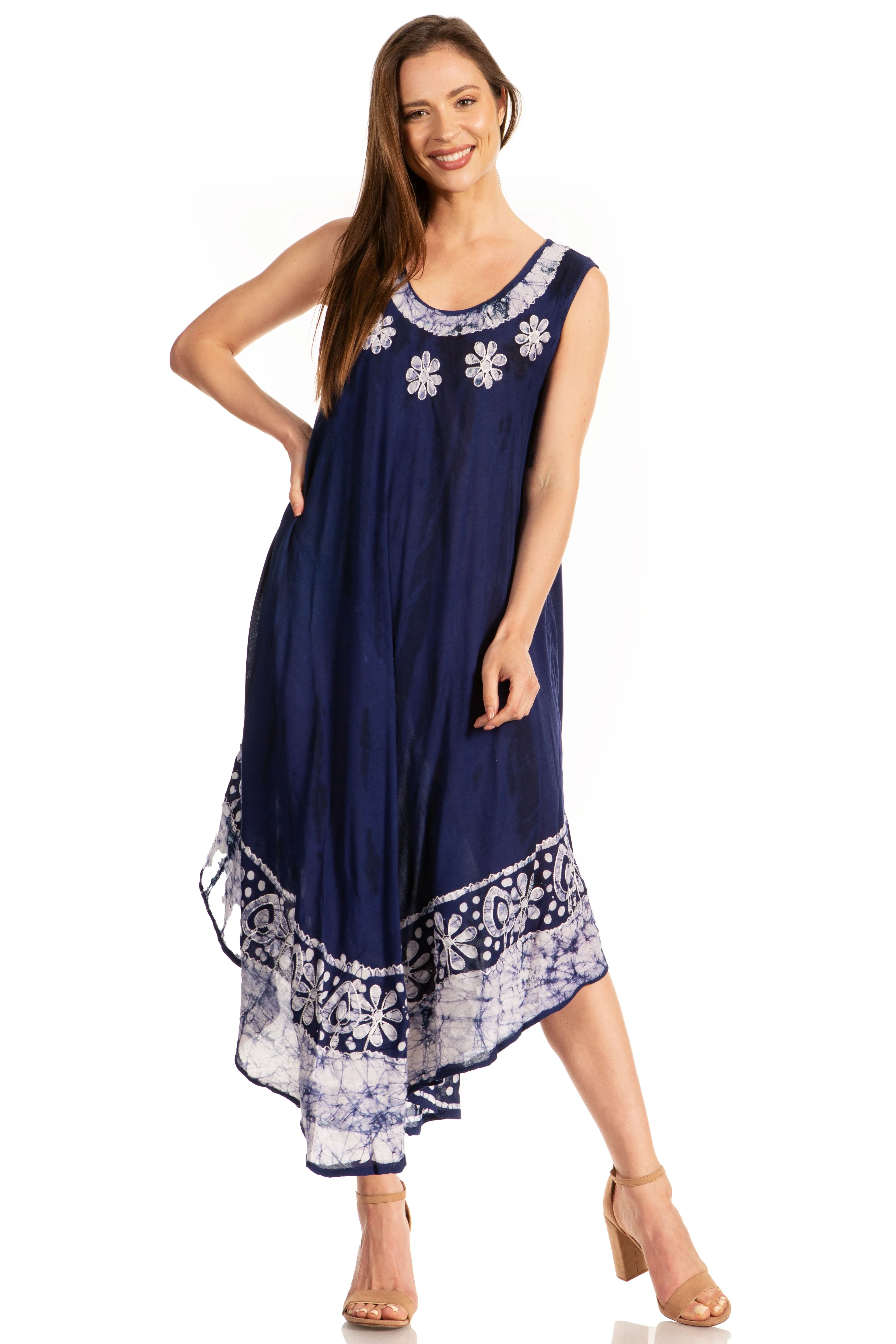 Sakkas Alexis Embroidered Long Sleeveless Floral Caftan Dress / Cover Up - Image 80