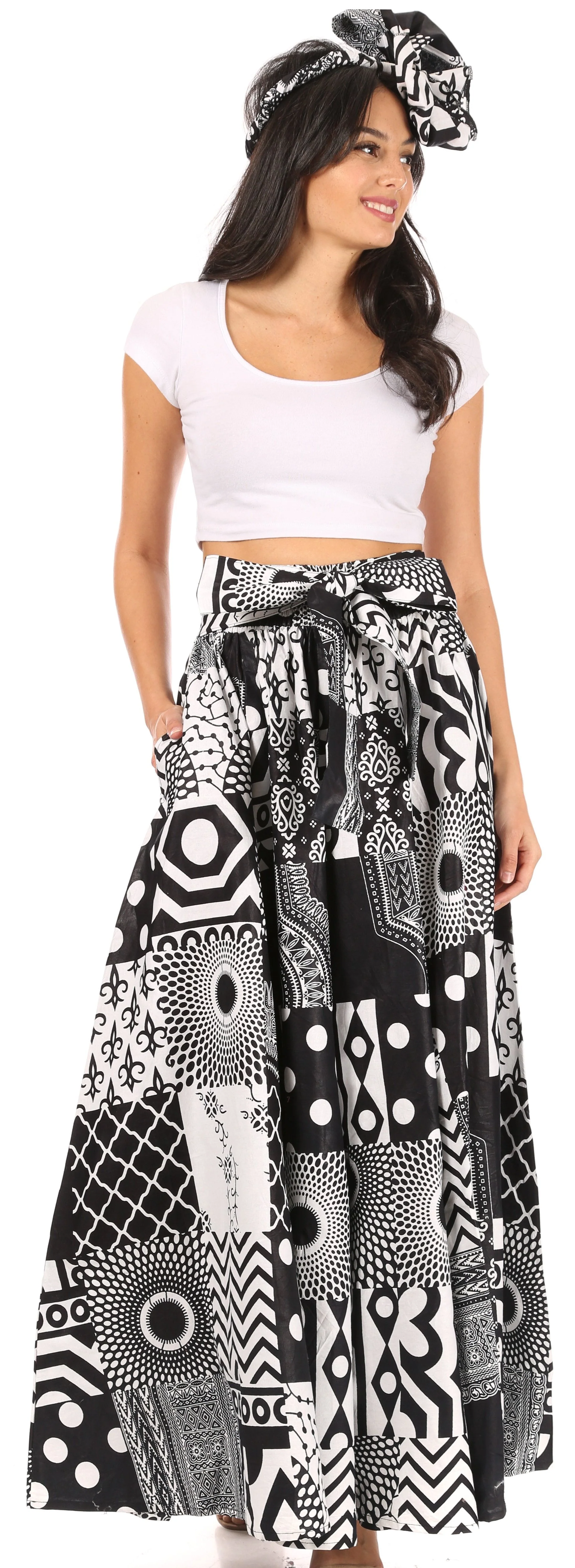 Sakkas Asma Convertible Traditional Wax Print Adjustable Strap Maxi Skirt | Dress - Image 161