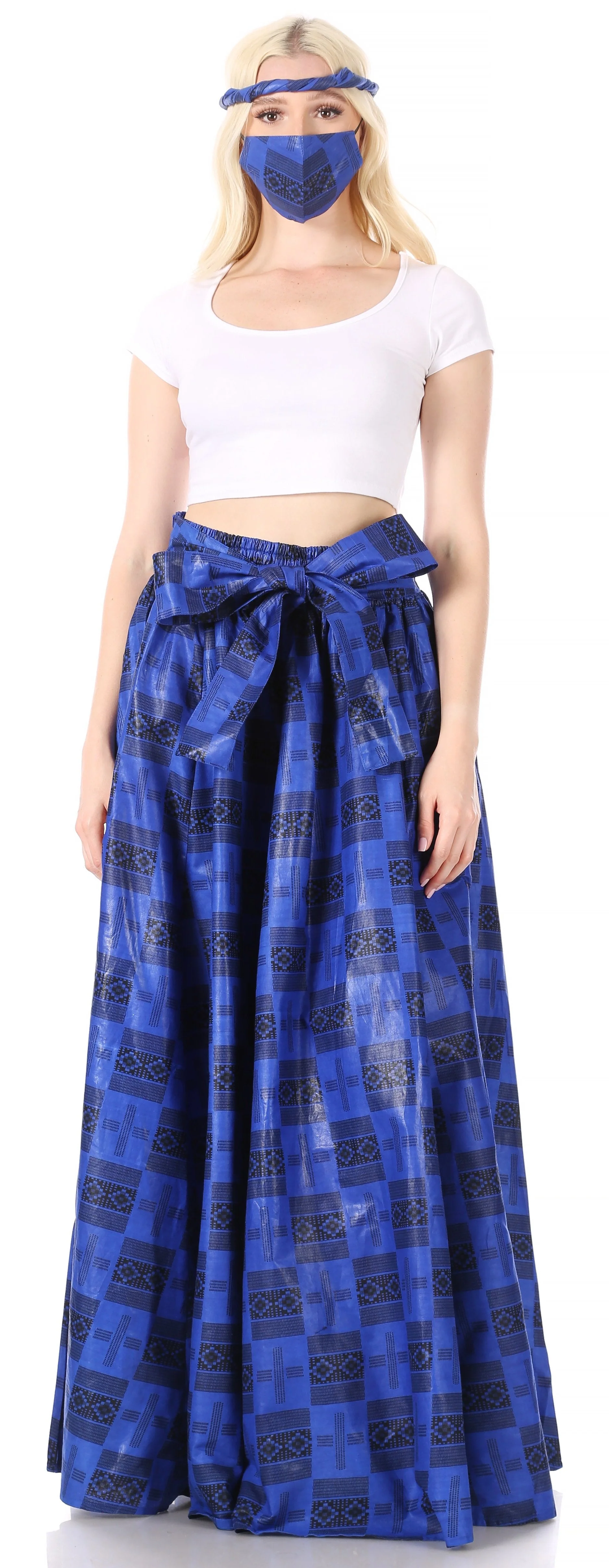 Sakkas Asma Convertible Traditional Wax Print Adjustable Strap Maxi Skirt | Dress - Image 175