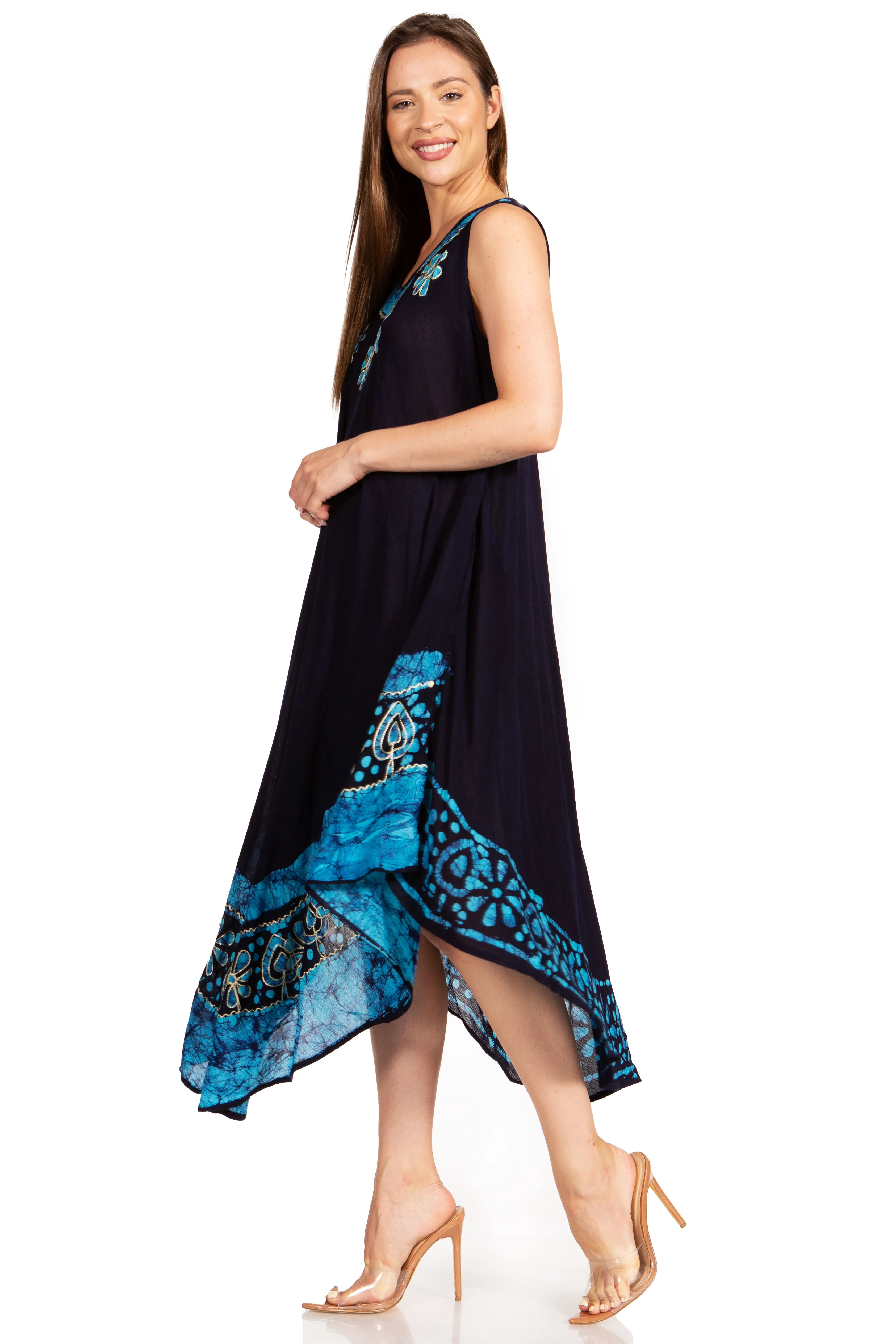 Sakkas Batik Flower Caftan Tank Dress / Cover Up - Image 86