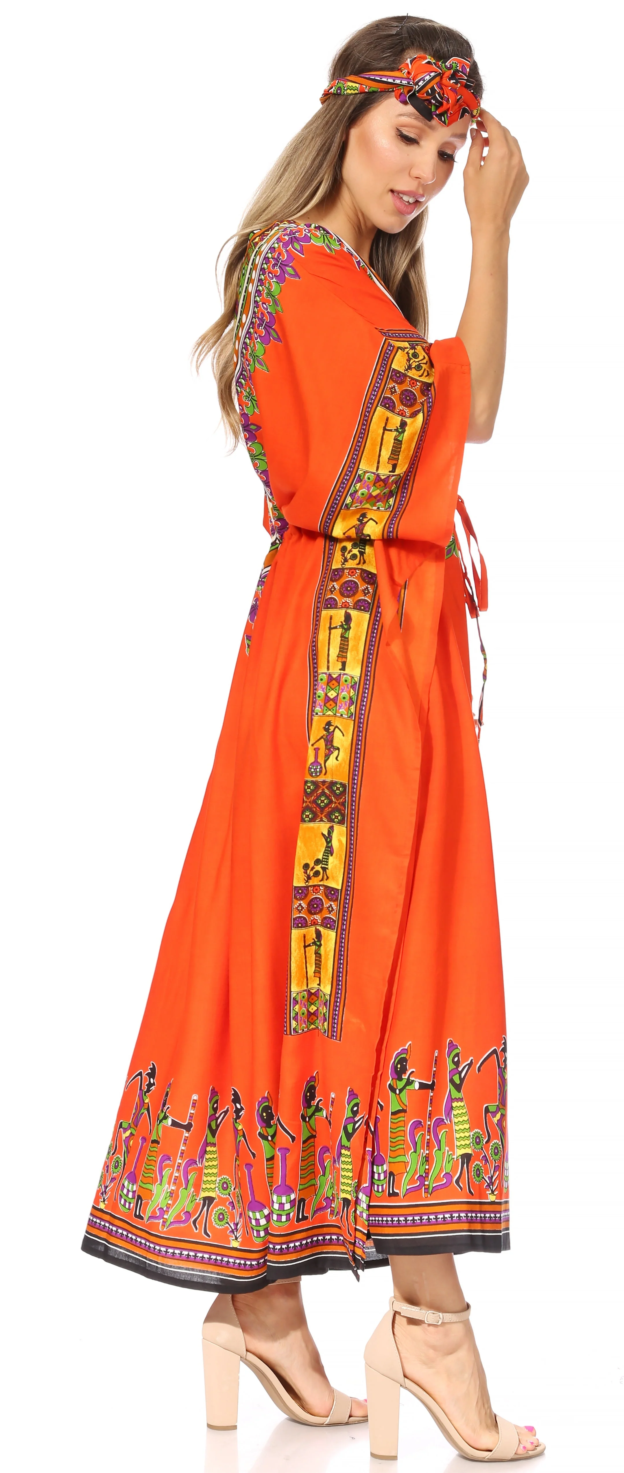 Sakkas Mera Women's Long Loose Short Sleeve Summer Casual Caftan Kaftan Dress - Image 139