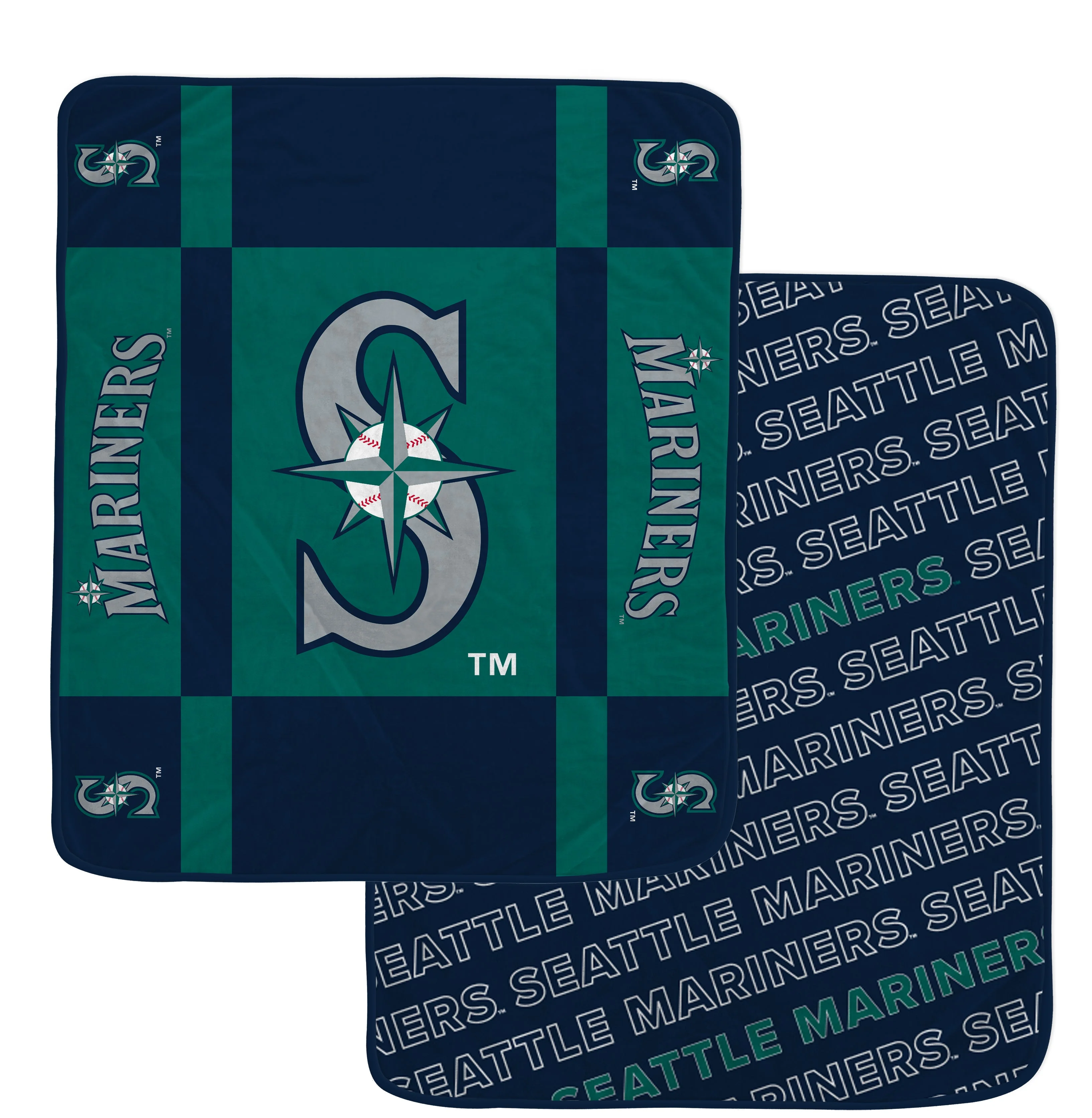 Seattle Mariners MLB Reverse Block 60" X 70" Double-Sided Plush Blanket