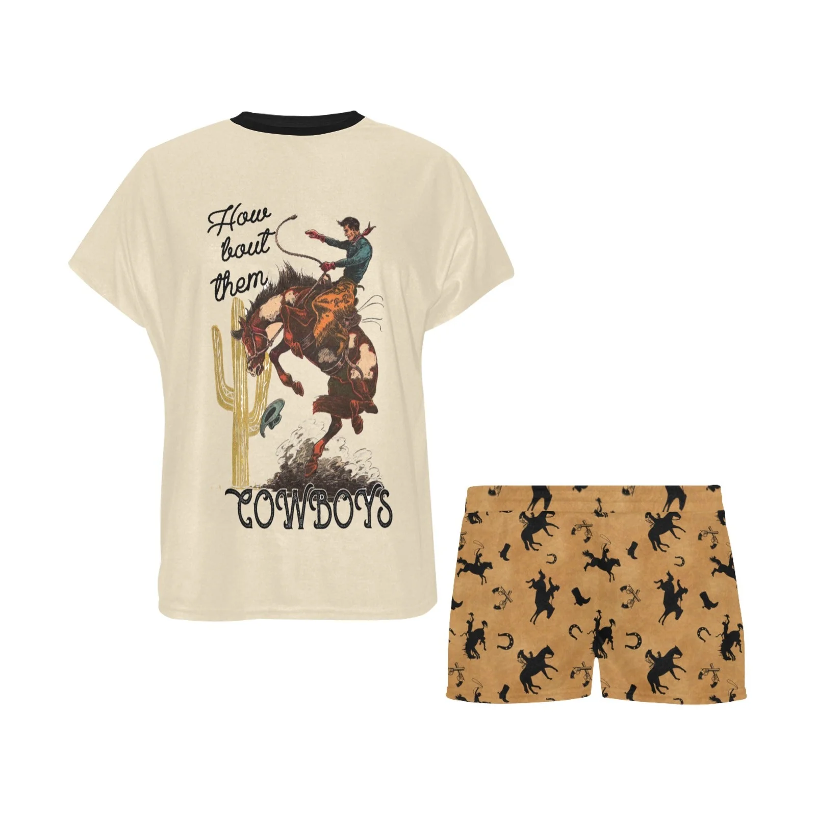 Them Cowboys Women's Western Top and Short Pajama Set - Image 3