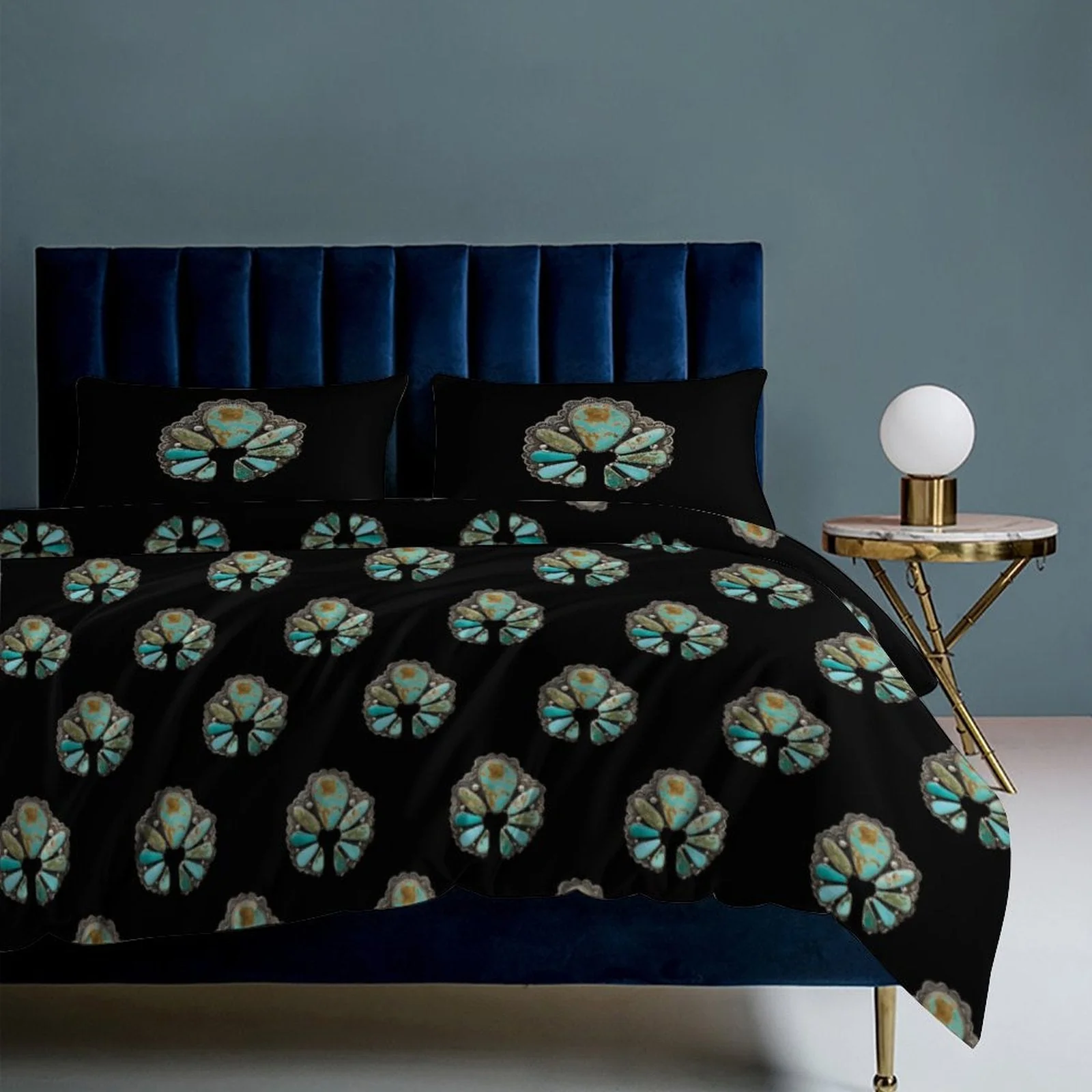 Turquoise Naja Design 3-Piece Bedding Set (1 Duvet Cover + 2 Pillow Shams) – 102"×90" - Image 7