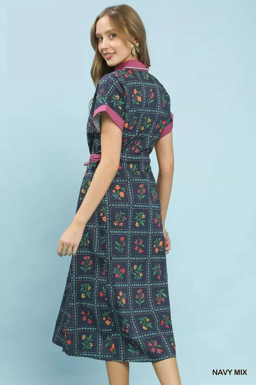 Umgee Mix Floral Button-Front Midi Dress - Image 5