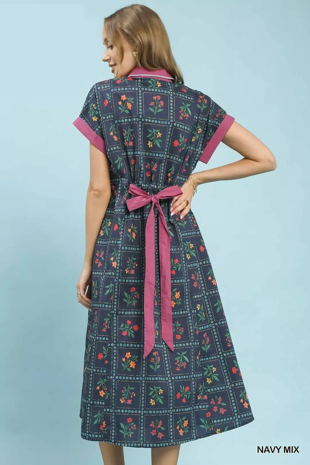 Umgee Mix Floral Button-Front Midi Dress - Image 6
