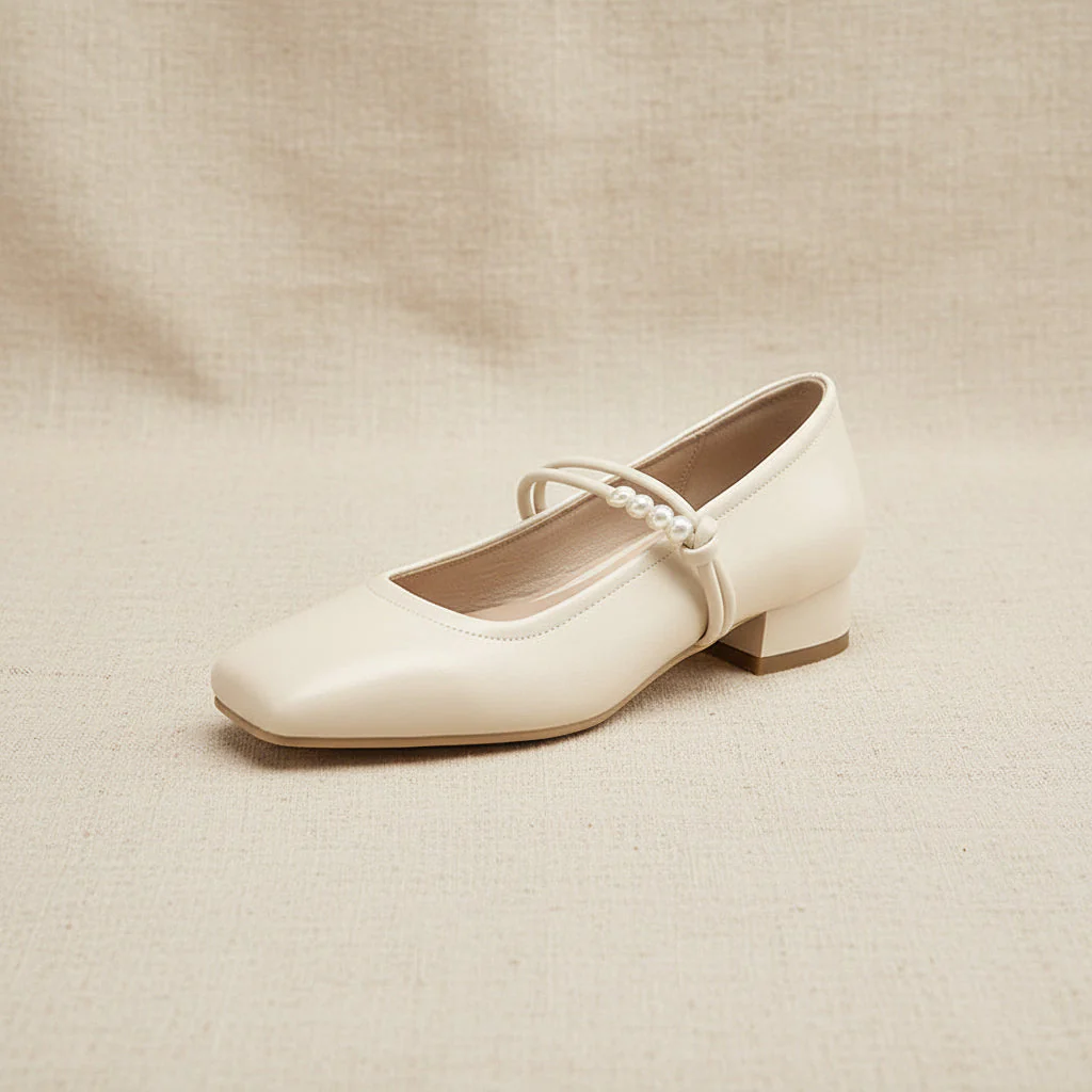 Women's Chinese-Style Satin Square-Toe Slip-On Flats – Beaded Buckle Low-Heel Shoes - Image 5
