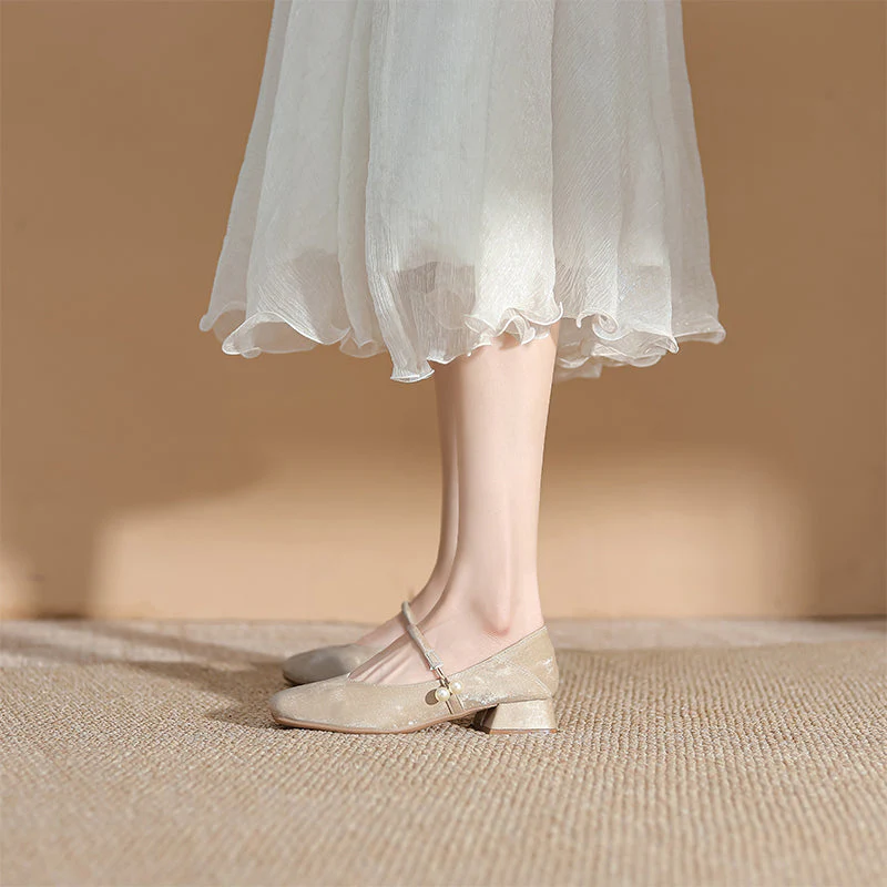 Women's Chinese-Style Square-Toe Mary Jane Flats – Microfiber Chunky-Heel Casual Shoes - Image 4