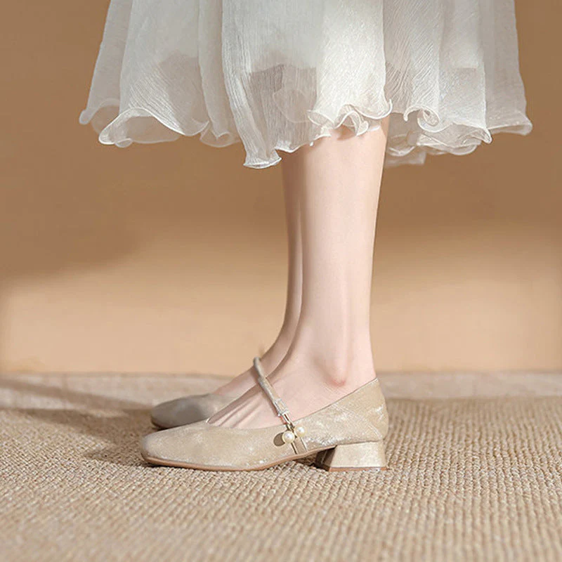 Women's Chinese-Style Square-Toe Mary Jane Flats – Microfiber Chunky-Heel Casual Shoes - Image 5