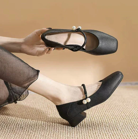 Women's Chinese-Style Square-Toe Mary Jane Flats – Microfiber Chunky-Heel Casual Shoes - Image 7