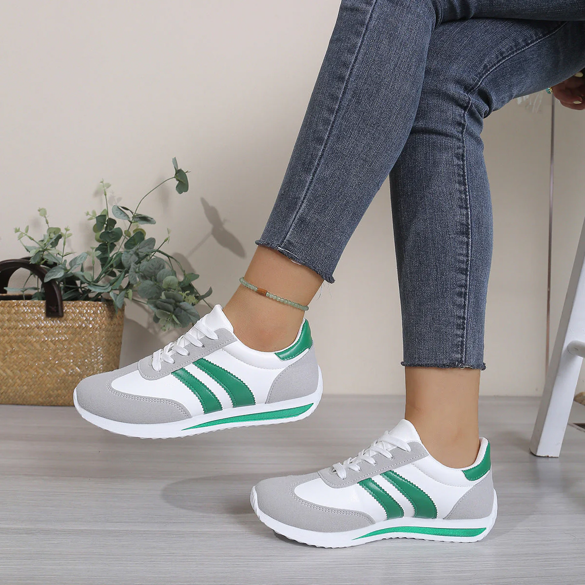 Women's Lace-Up Round-Toe Casual Sneakers - Image 3