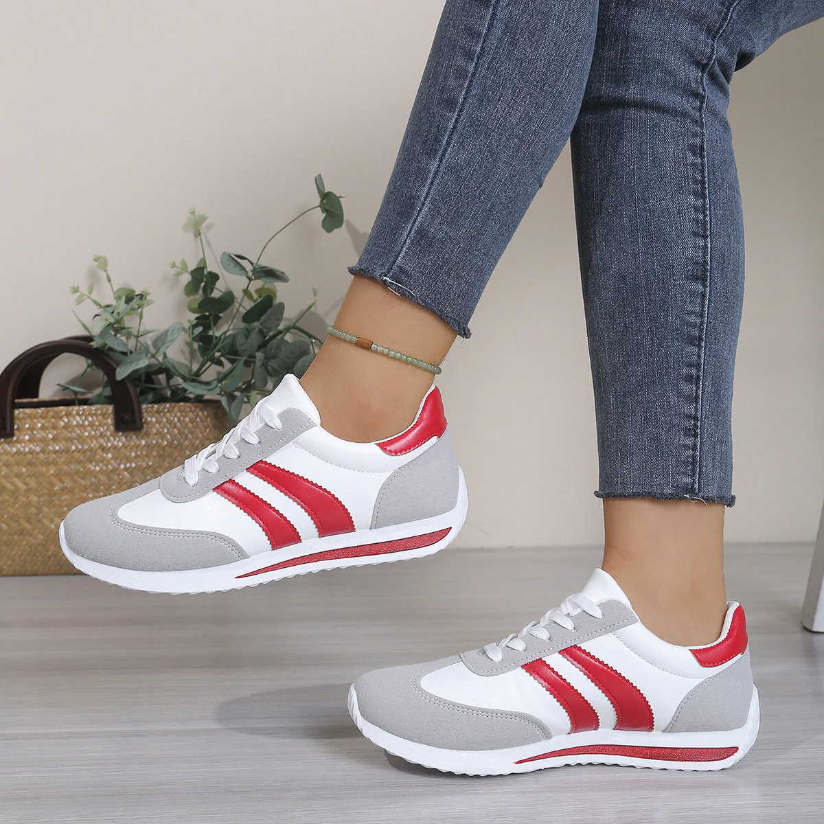 Women's Lace-Up Round-Toe Casual Sneakers - Image 4