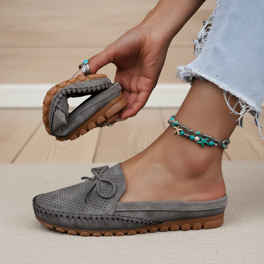 Women's Retro Slip-On Round-Toe Flat Loafers – PU Leather Stitched Everyday Shoes - Image 3