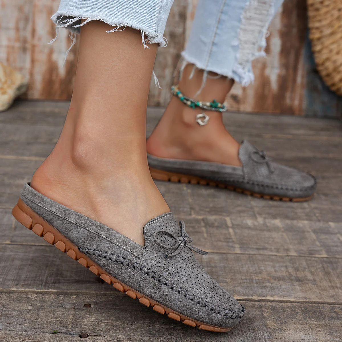 Women's Retro Slip-On Round-Toe Flat Loafers – PU Leather Stitched Everyday Shoes - Image 6