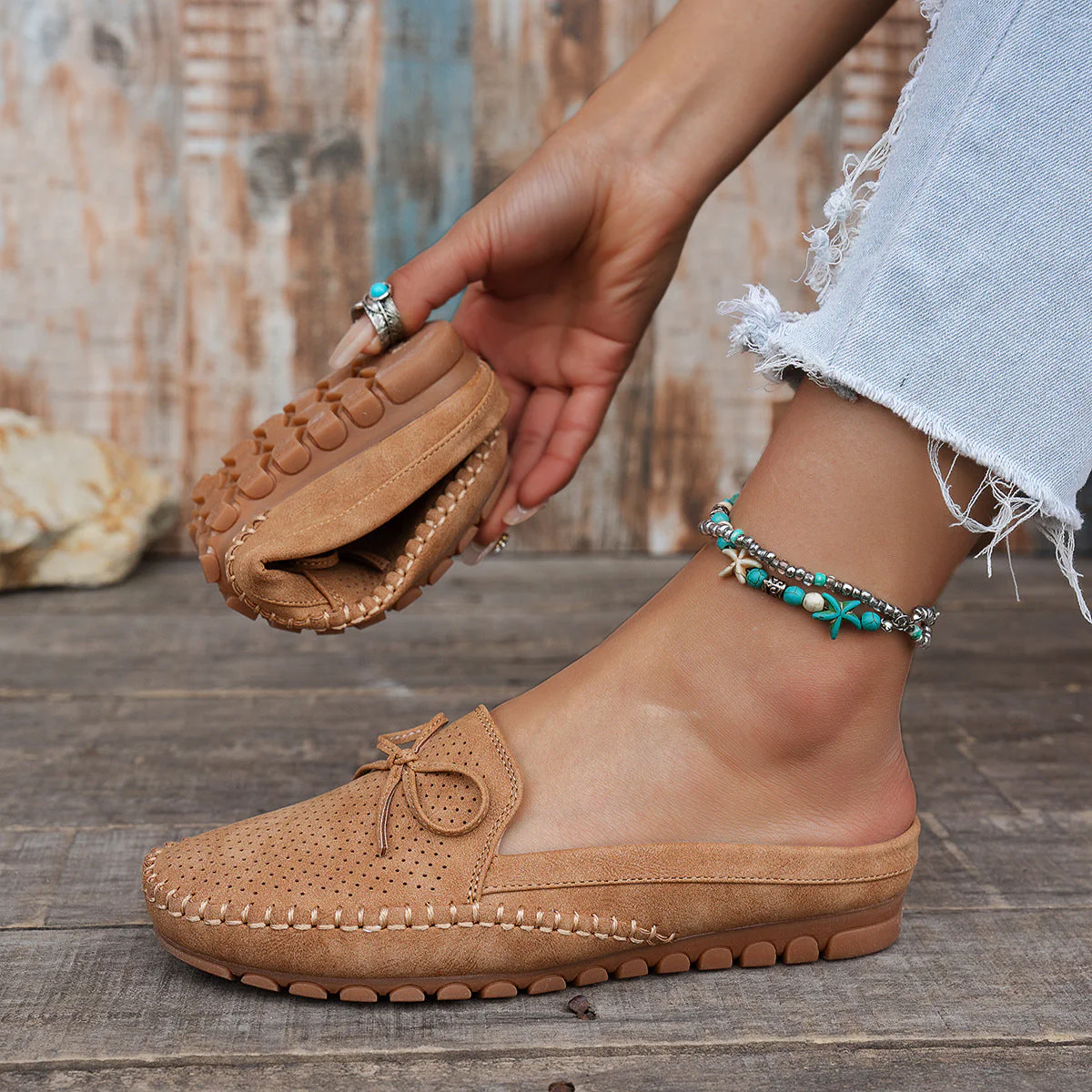 Women's Retro Slip-On Round-Toe Flat Loafers – PU Leather Stitched Everyday Shoes - Image 7