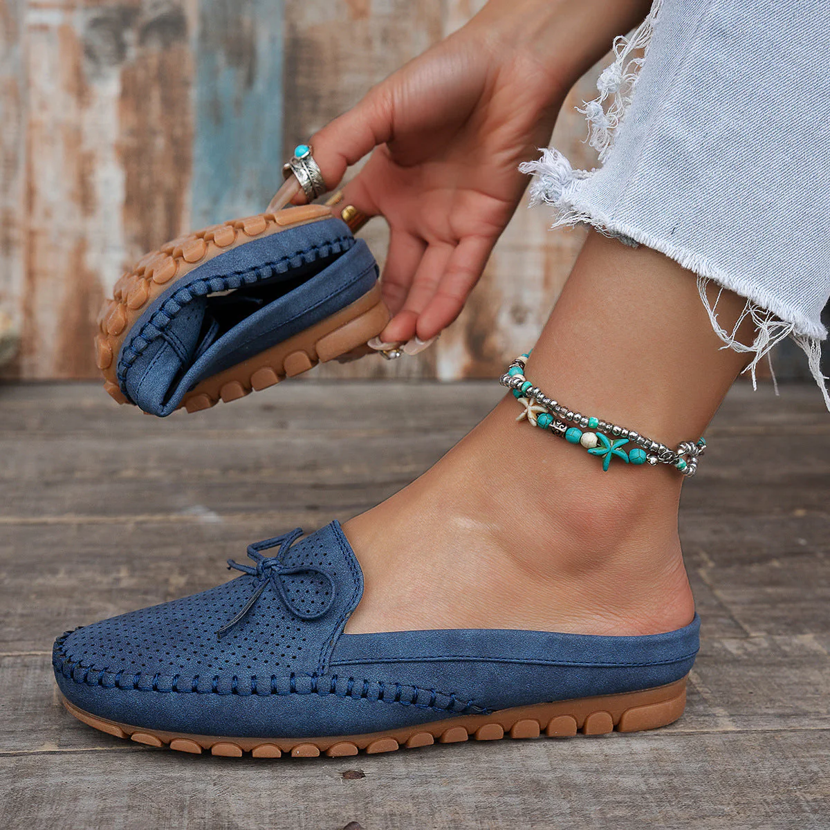 Women's Retro Slip-On Round-Toe Flat Loafers – PU Leather Stitched Everyday Shoes - Image 9